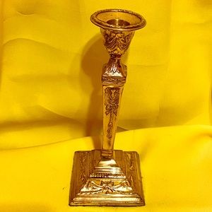 VINTAGE ETCHED SOLID BRASS CANDLE STICK HOLDER